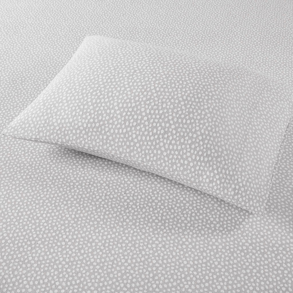 Cozy Flannel - Full Printed Sheet Set - Gray Dots