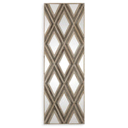 Tahira - Geometric Argyle Pattern Wall Mirror - Light Brown