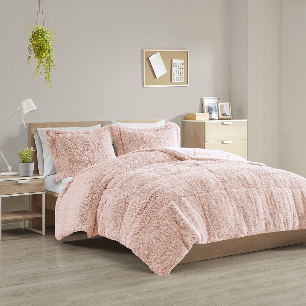 Malea - Shaggy Comforter Mini Set - Blush