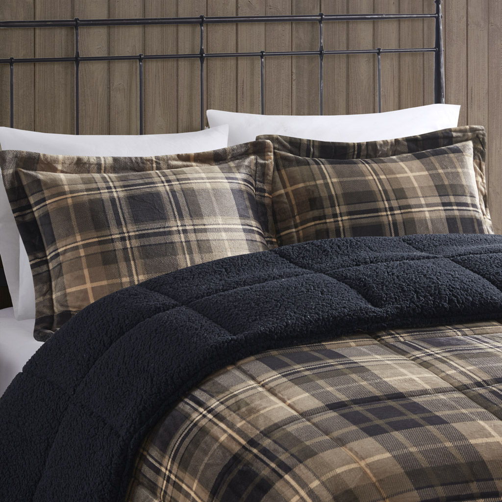 Alton - Down Alternative Comforter Set - Brown / Black