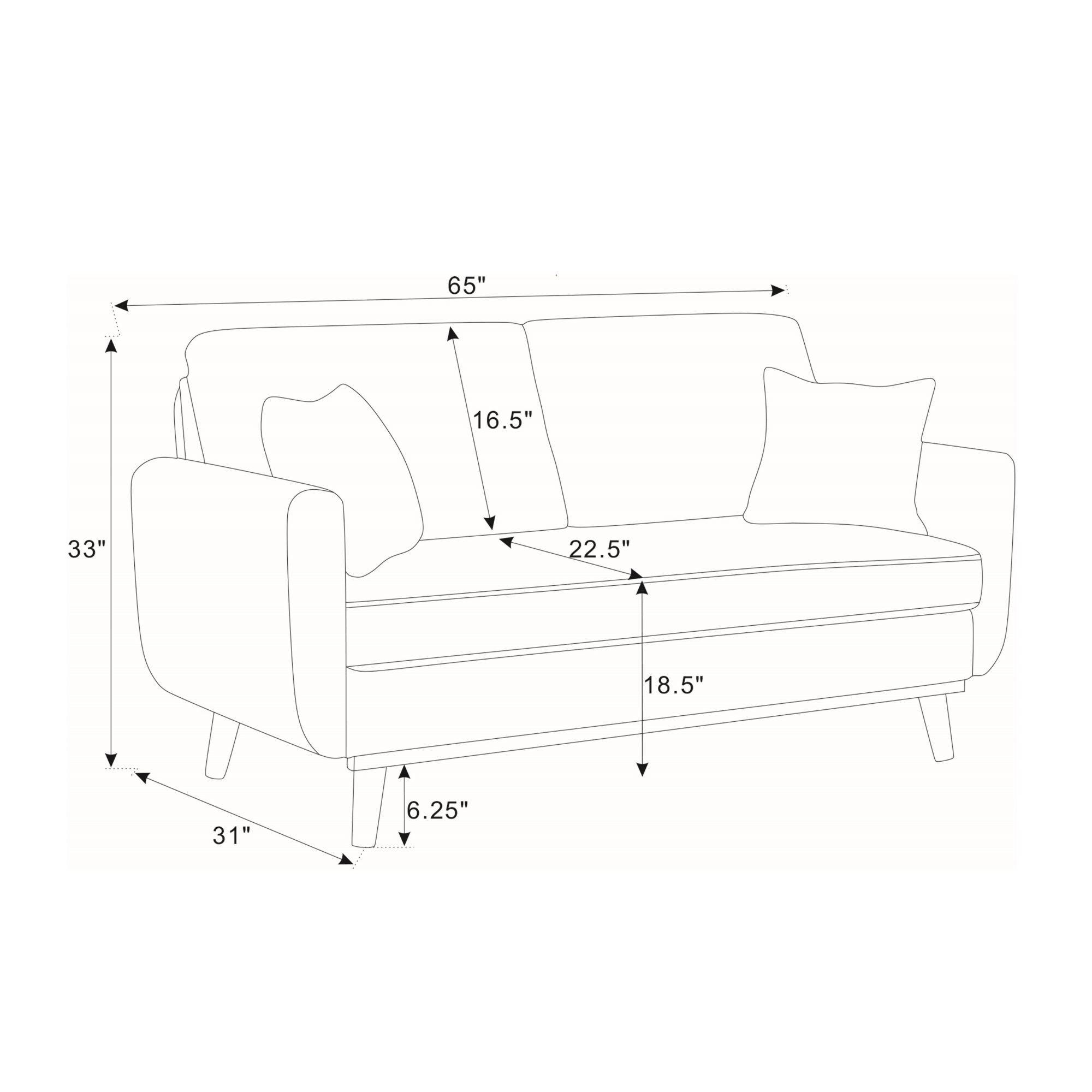 Upholstered Loveseat With Arms And Pillows
