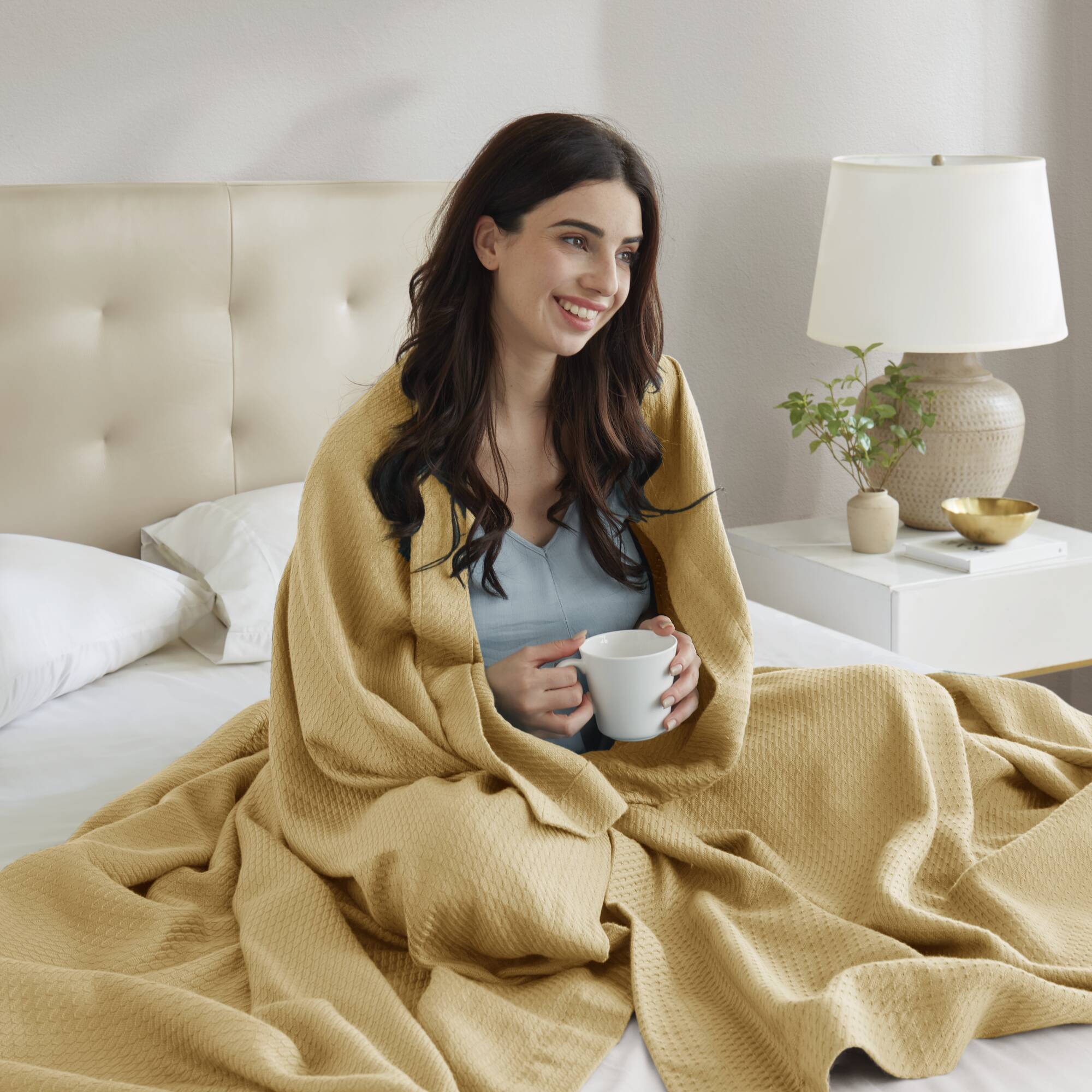 Egyptian Cotton - King Blanket - Mustard