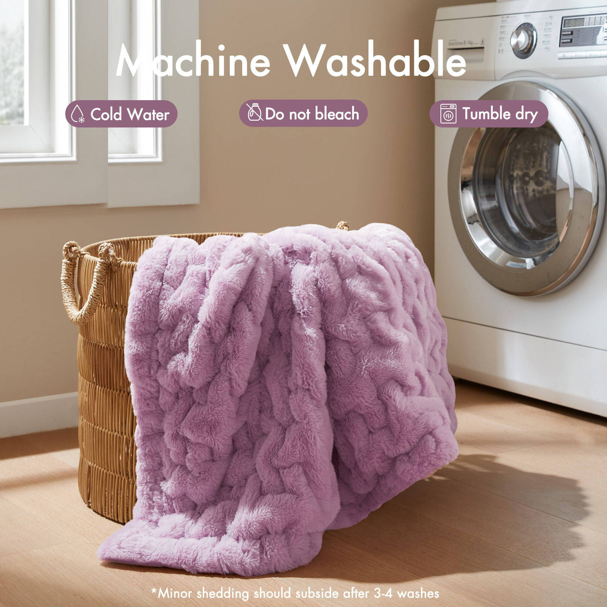 Ruched Fur - Throw - Purple
