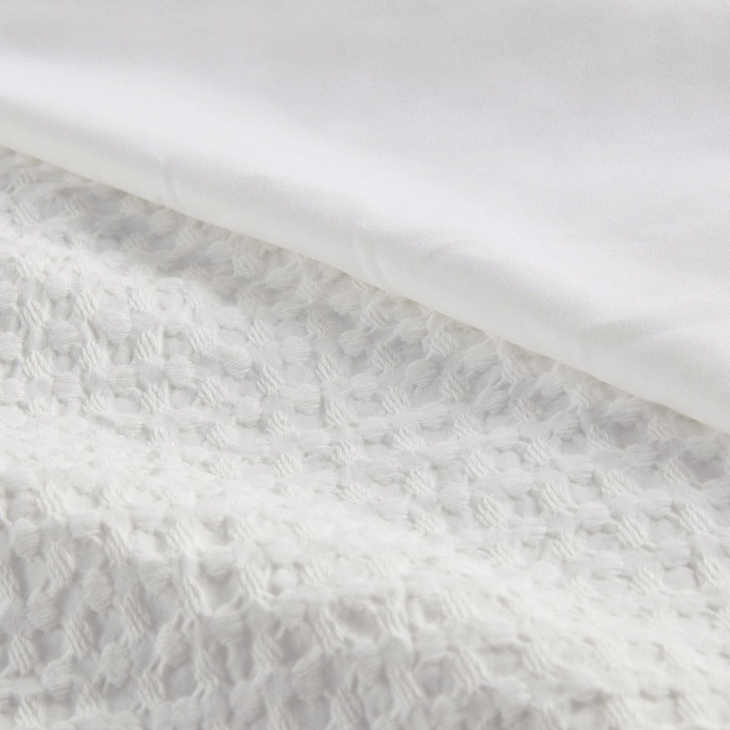 Mina - Twin/Twin XL Waffle Weave Textured Duvet Cover Set - Neutral