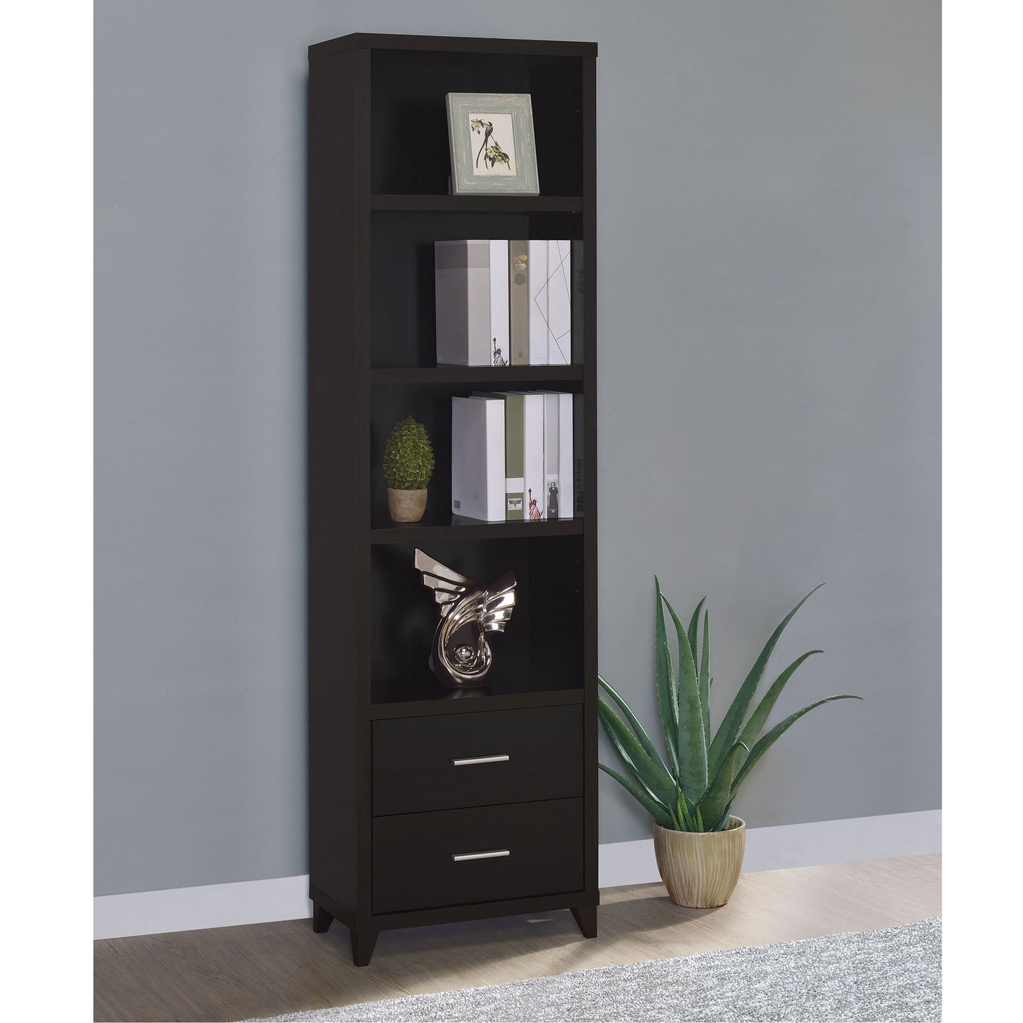 Media Tower With And Drawer With Adjustable Shelves Handles - Brown