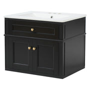 Wall Mounted Bathroom Vanity With Tip Out Drawer And Open Back Design