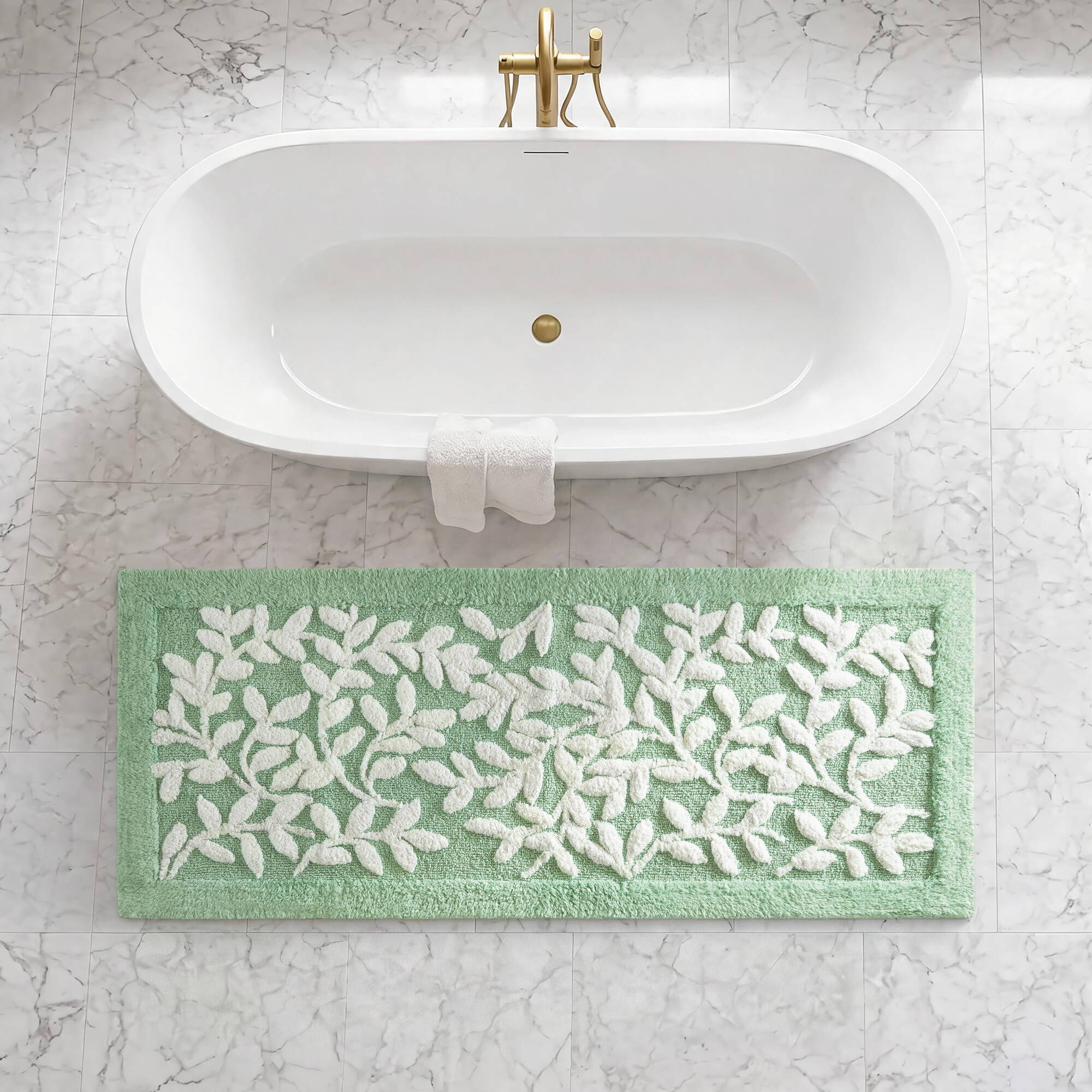 Serene - 60" x 24" Cotton Tufted Bath Rug - Sage Green