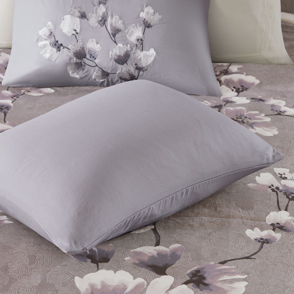 Sakura Blossom - King 3 Piece Sateen Printed Duvet Cover Set - Lilac