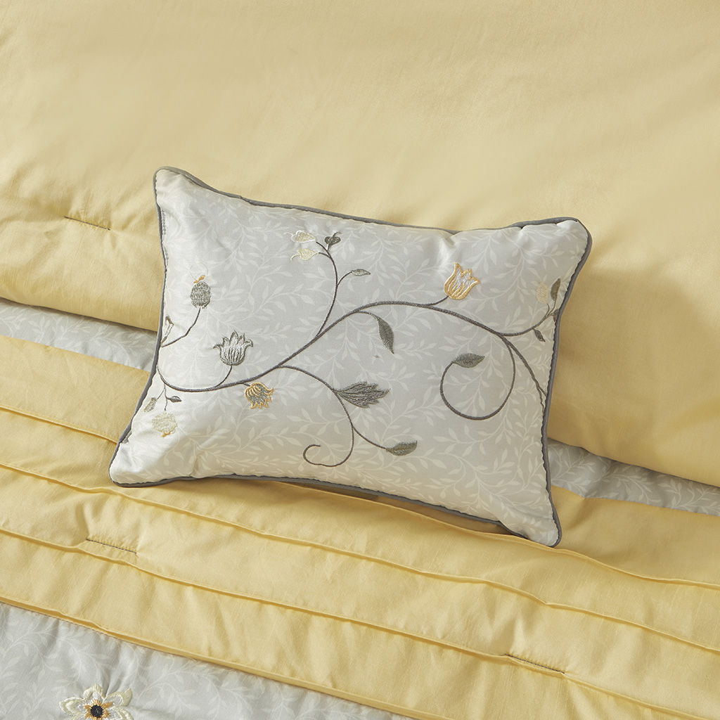 Serene - California King Embroidered Piece Comforter (Set of 7) - Yellow