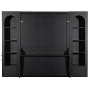 French Style Murphy Platform Bed With Shelf, Side Cabinets, Drawers And LED
