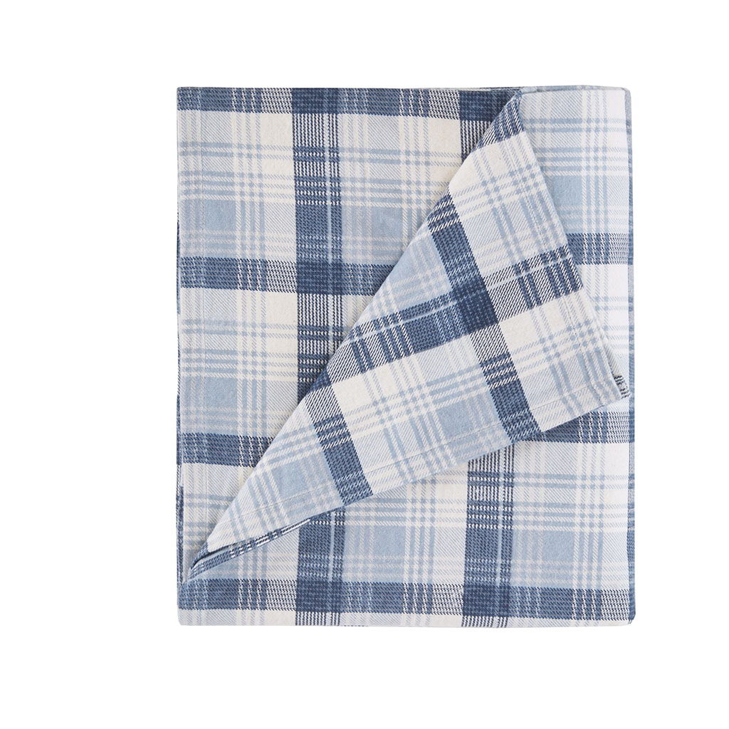 Flannel - Queen Sheet Set Cotton - Blue Plaid