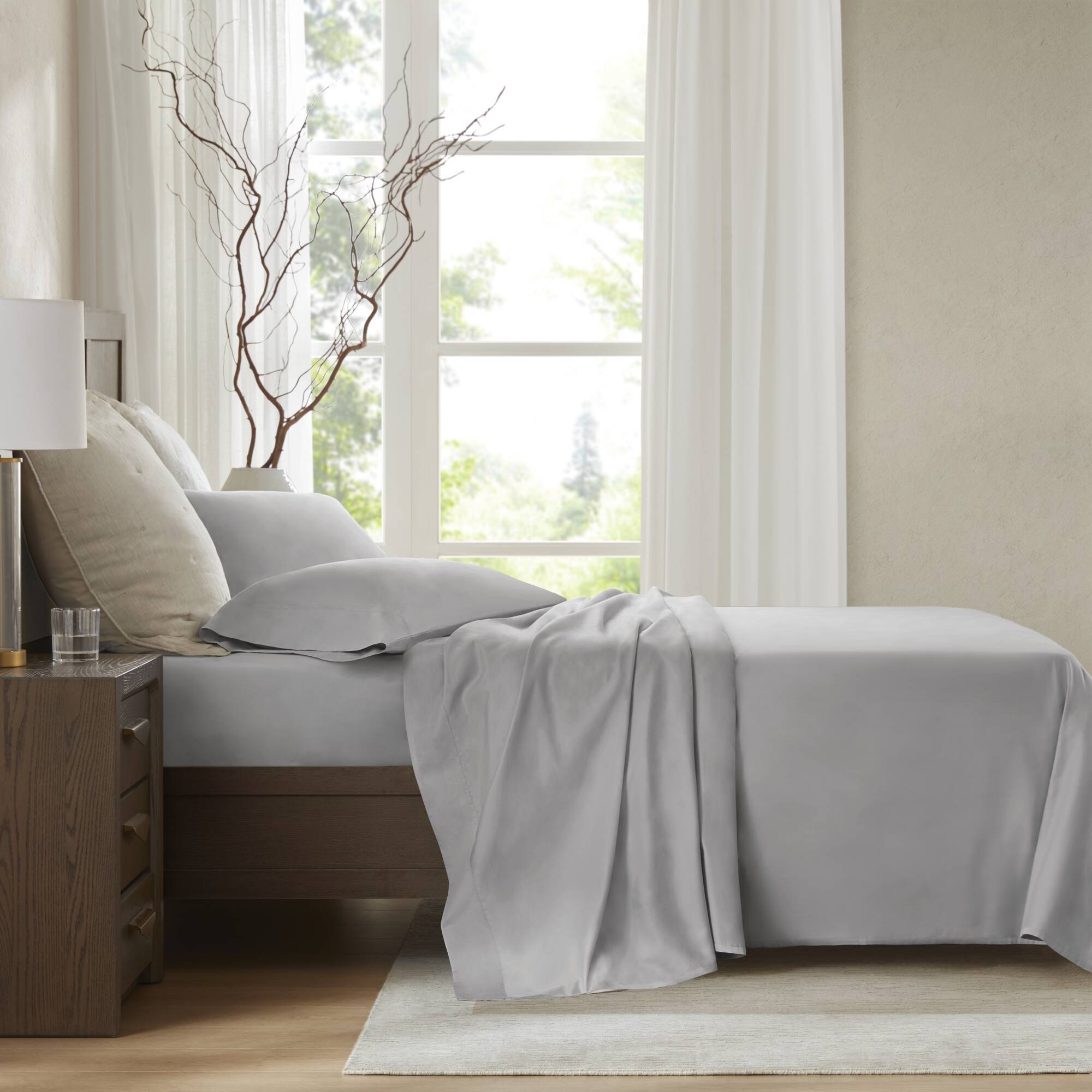 Split King Sateen Sheet Set - Gray