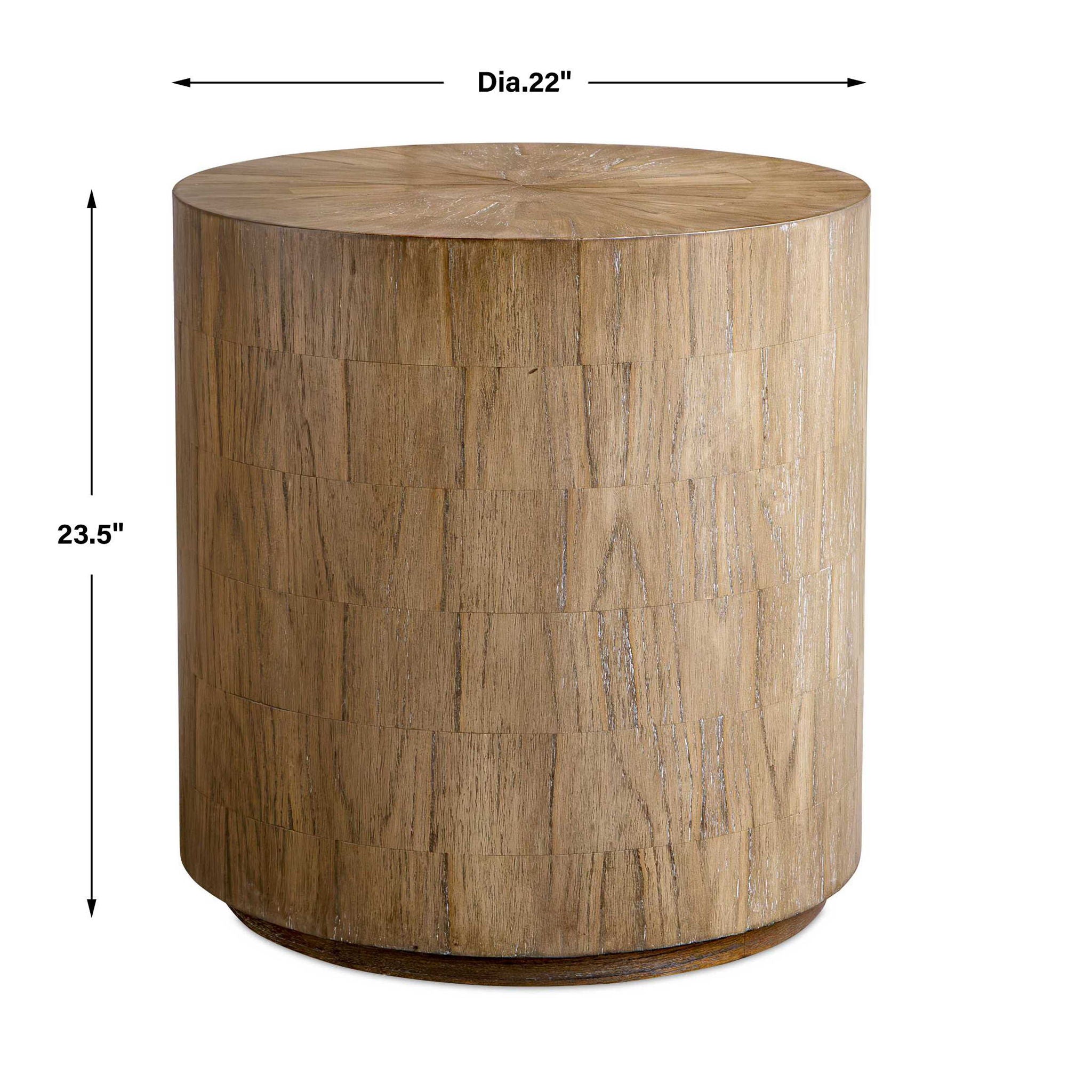 Nevis - Wood Cylinder Side Table - Woodtone