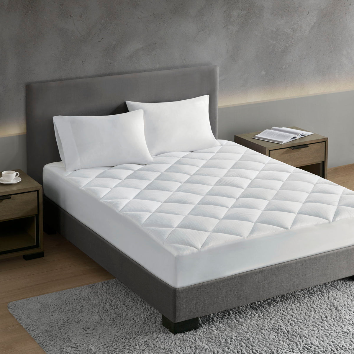 Signature - Queen Dobby Cotton Waterproof Mattress Pad - White