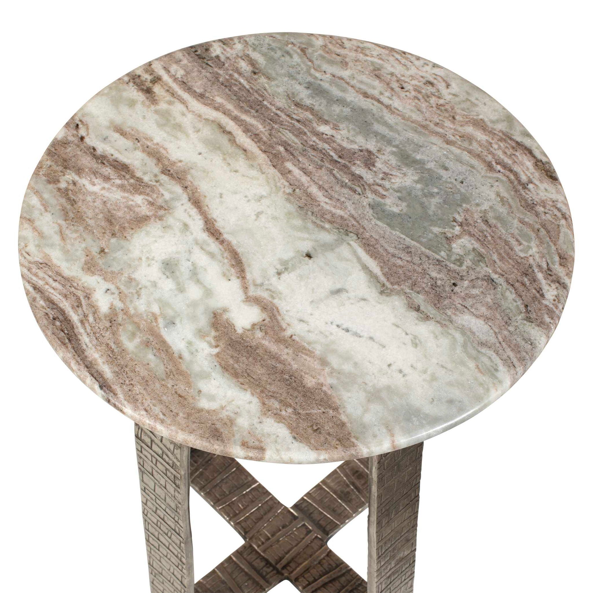 Warner - Indoor-Outdoor Side Table - Antiqued Champagne / White