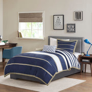 Ashton - Comforter Set - Khaki / Navy