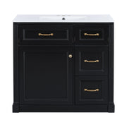 Modern Bathroom Vanity With Sink, 4 Drawers, Soft-Close Door, Adjustable Shelf