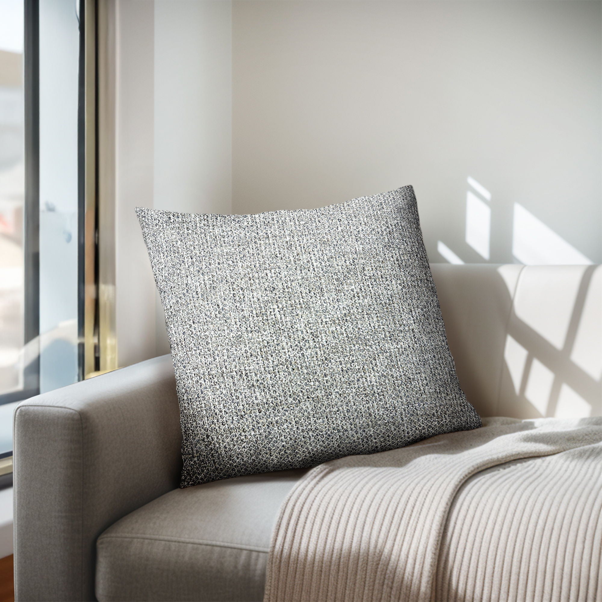 Zoe - Solid Square Pillow - Navy / Beige