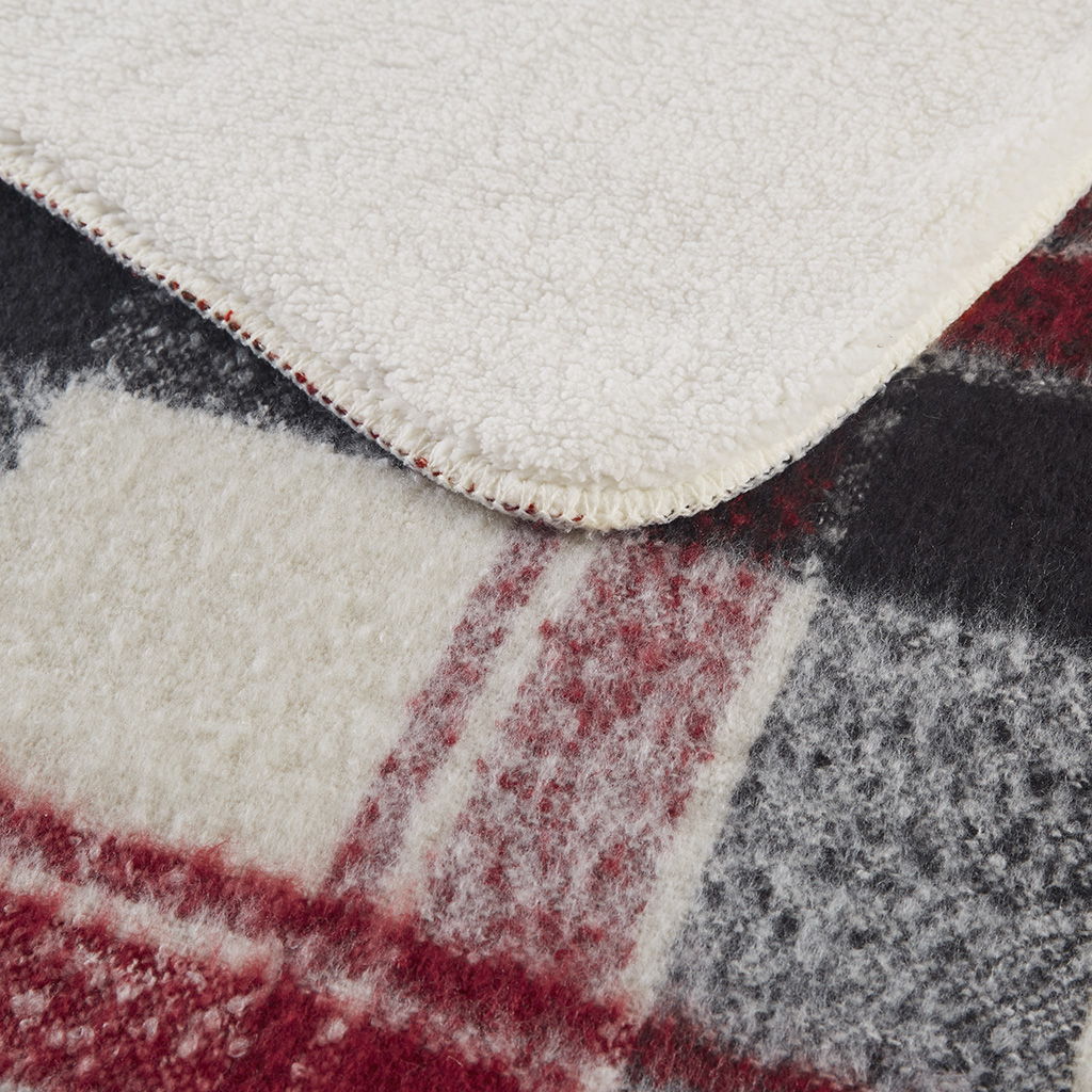 Bloomington - Faux Mohair to Sherpa Throw - Red