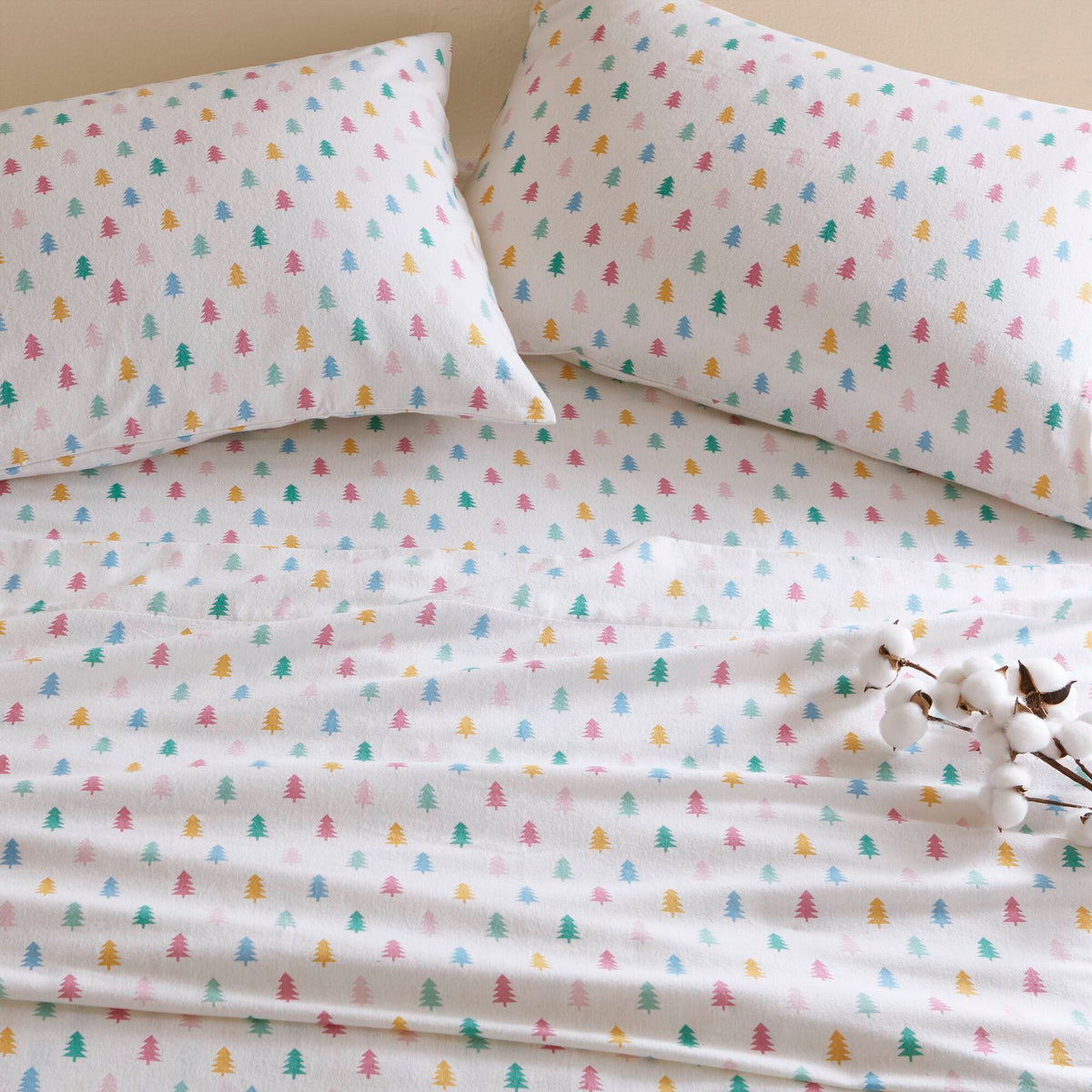 Cozy Soft - Twin Long 100% Flannel Pigment Printed Sheet Set - Tree Block