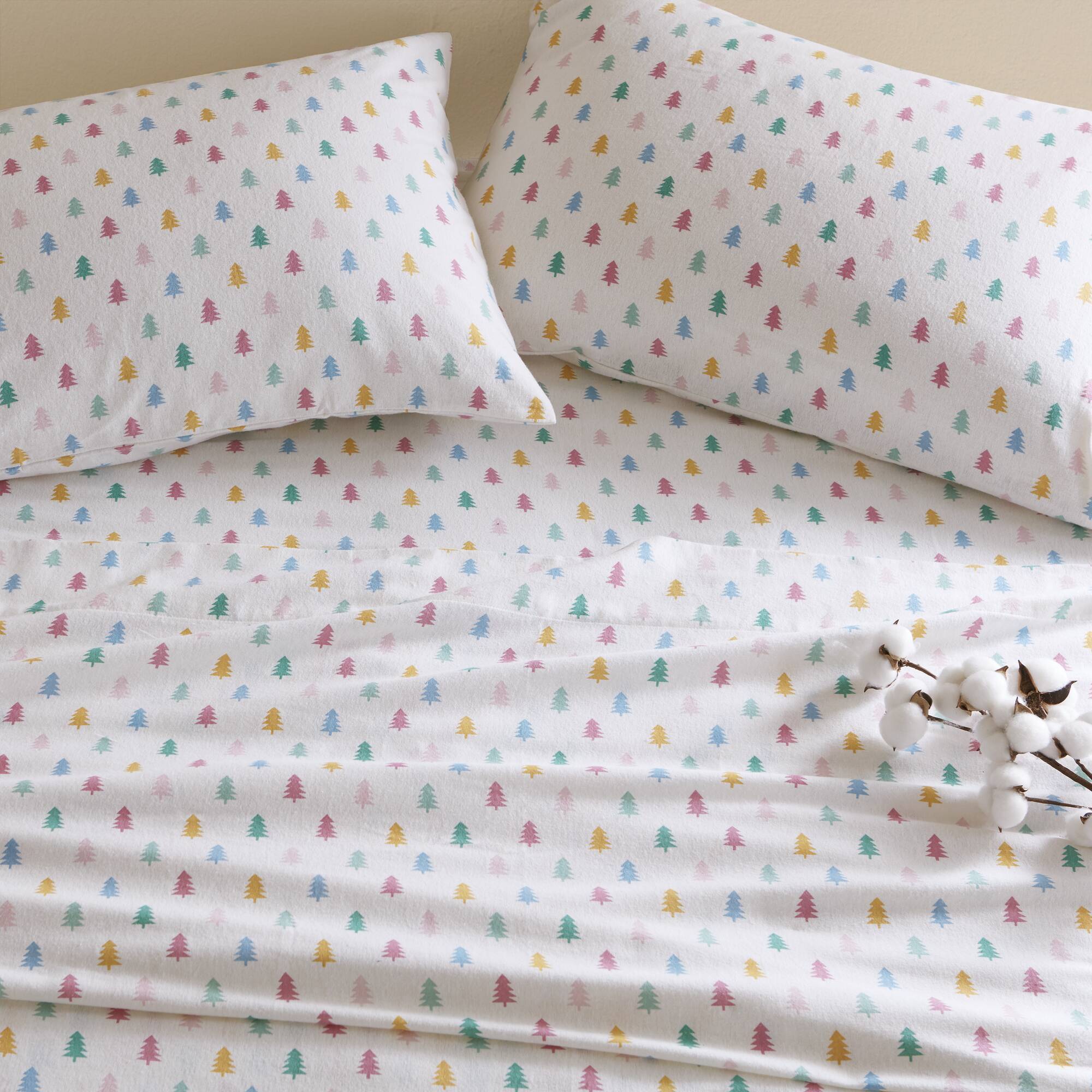 Cozy Soft - Queen 100% Flannel Pigment Printed Sheet Set - Tree Block