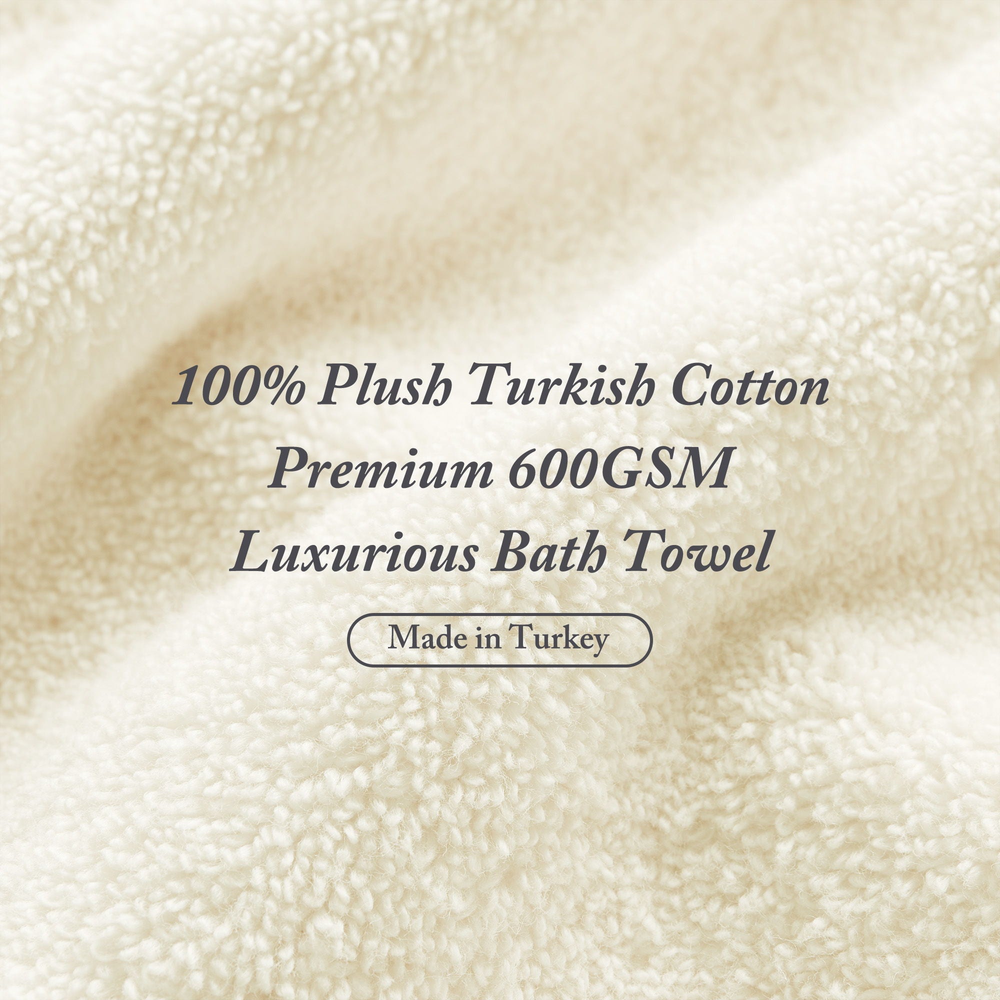 Turkish - 6 Piece Bath Towel Set - Natural