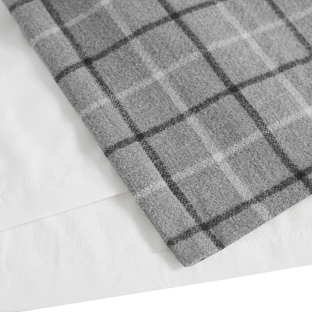 Anaheim - Plaid Rod Pocket and Back Tab Curtain Panel With Fleece Lining - Gray