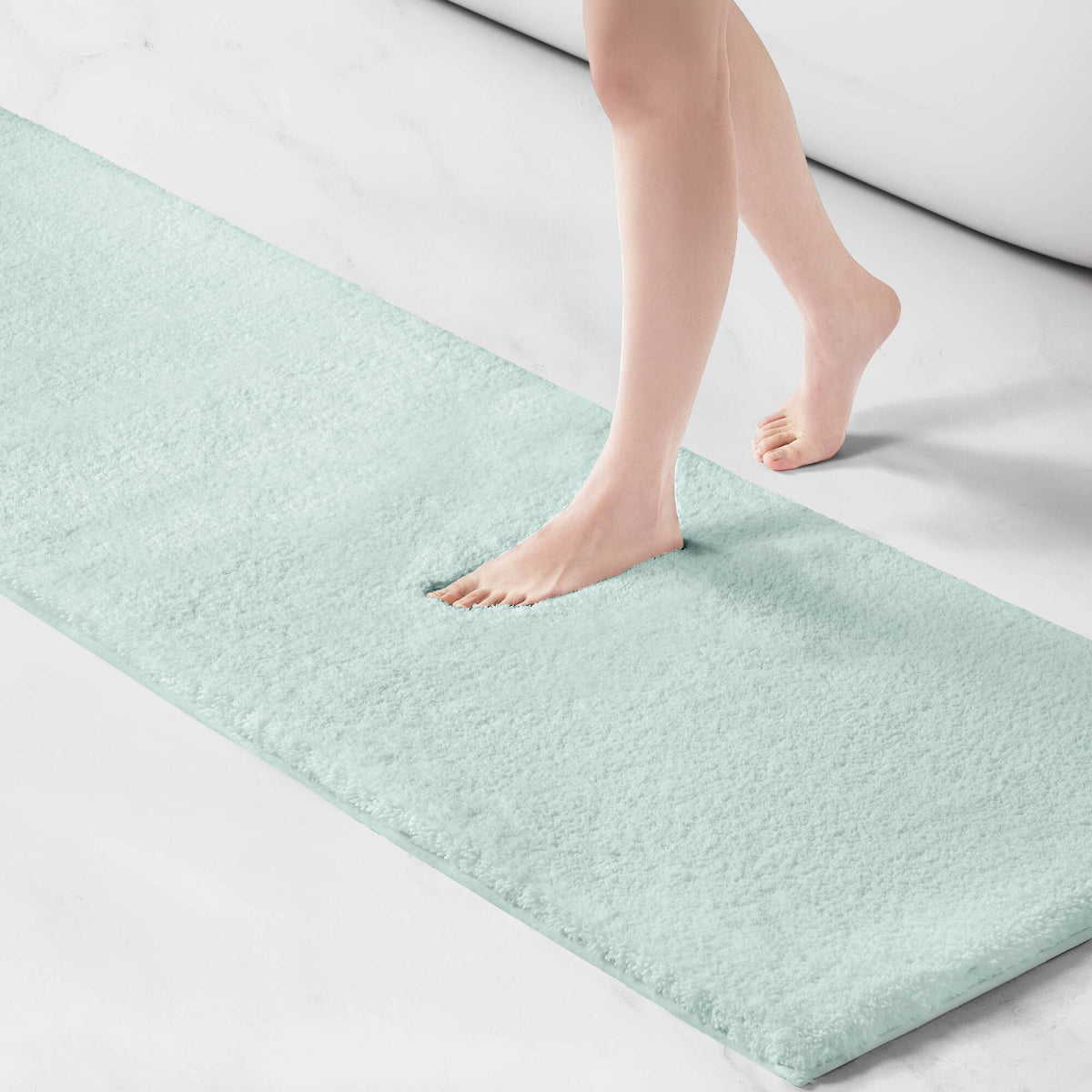 Marshmallow - 24" x 72" Bath Rug - Seafoam