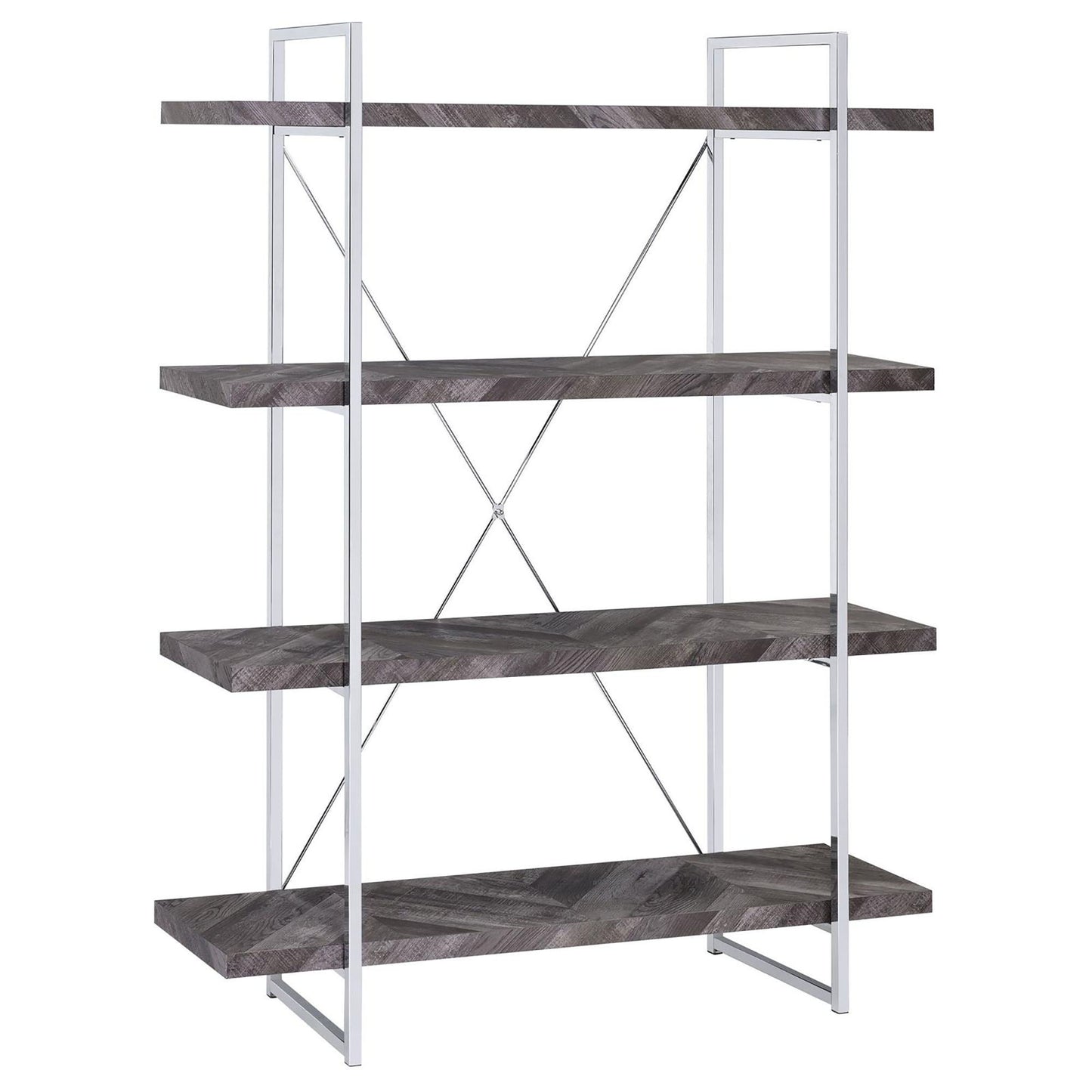 Herringbone - Bookcase With Full Length Shelf - Gray