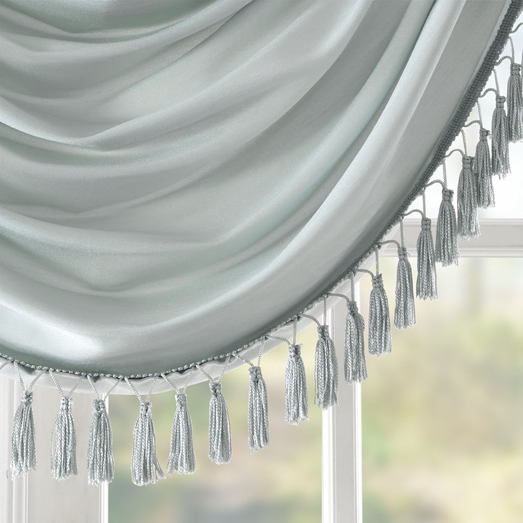 Elena - Waterfall Embellished Valance - Dusty Aqua