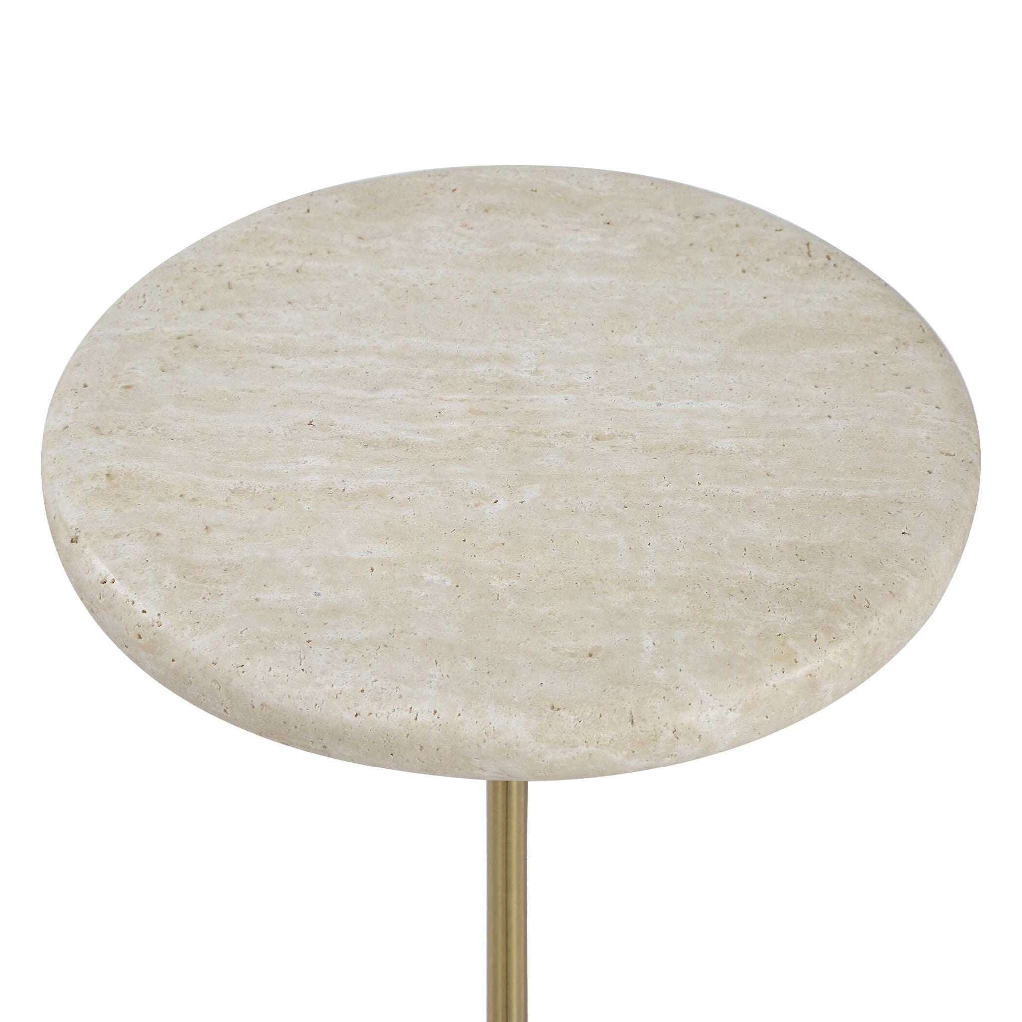 Adames - Travertine Drink Table - Brass / White