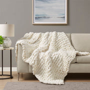Chenille Chunky Knit - Throw - Ivory