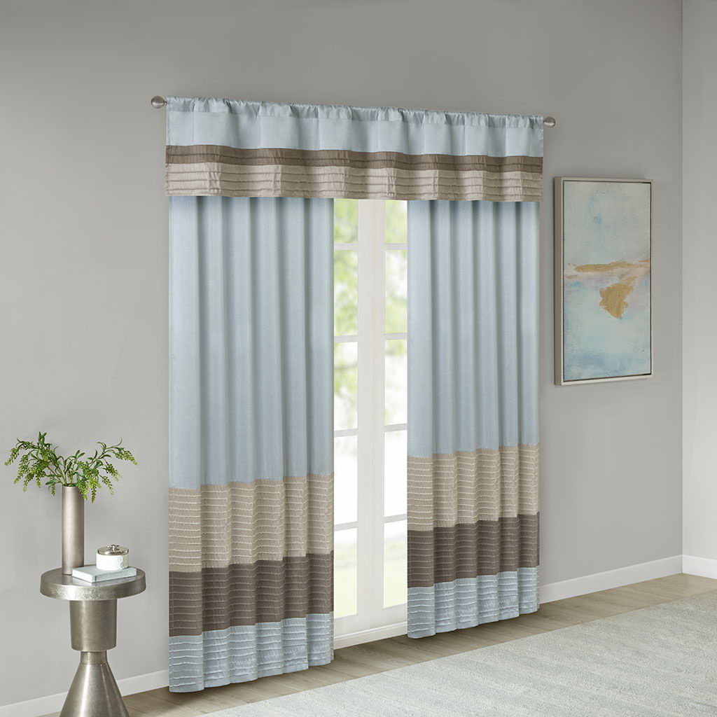 Amherst - Polyoni Pintuck Window Valance - Blue