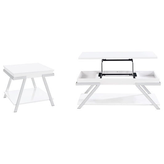 Briana - 2 Piece Coffee And End Table Set With Lift Top Legs - Gloss White