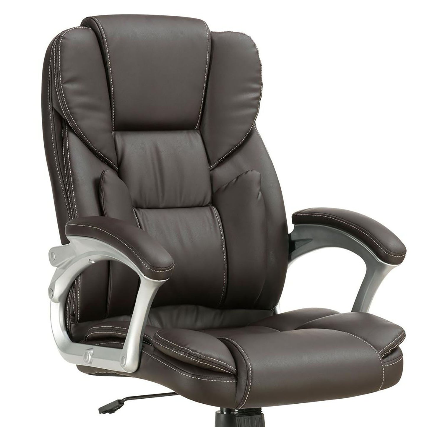 Swivel Office Chair With Armrests, Adjustable Height - Brown
