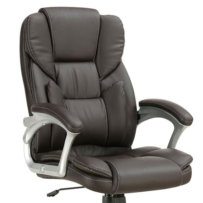 Swivel Office Chair With Armrests, Adjustable Height - Brown