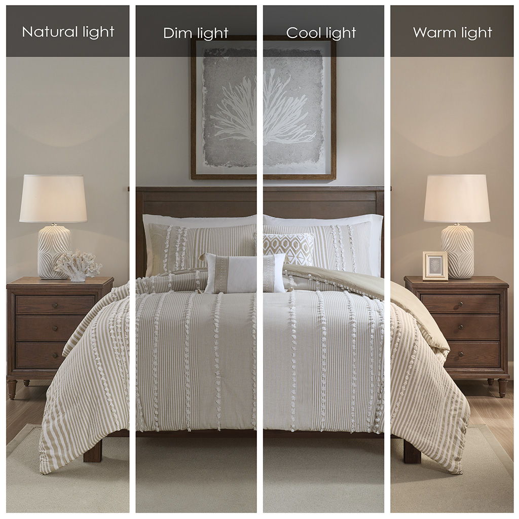 Anslee - King 3 Piece Yarn Dyed Duvet Cover Set - Taupe