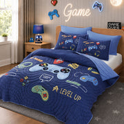 Game - Queen Quilt Set - Navy