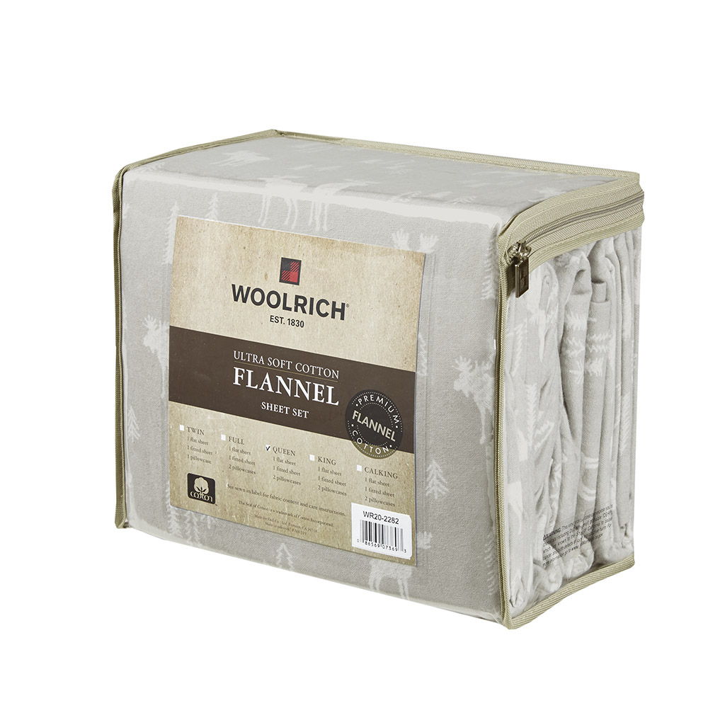 Flannel - California King Sheet Set - Gray Moose