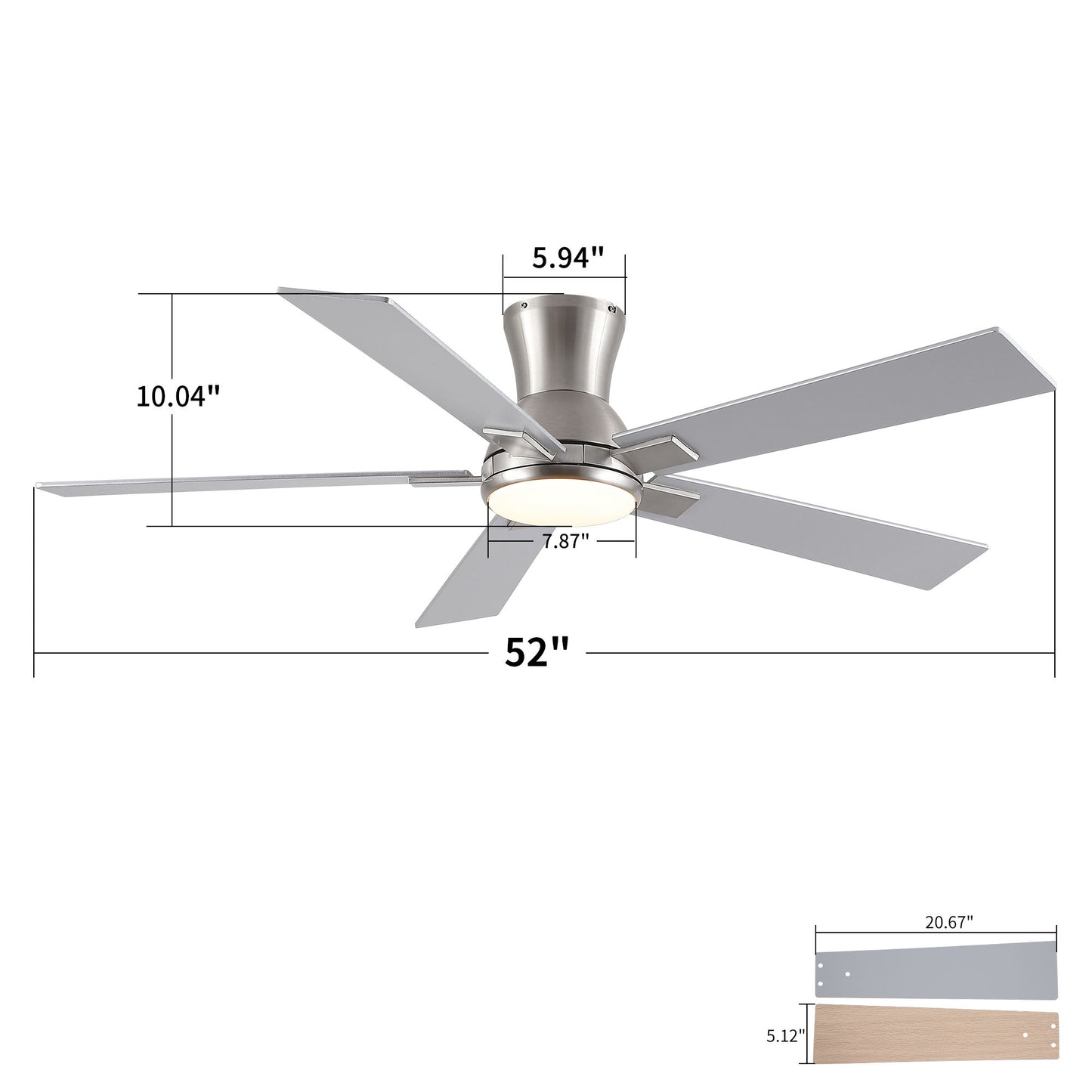 Reversible Quiet Motor Ceiling Fan Light With ABS Blades
