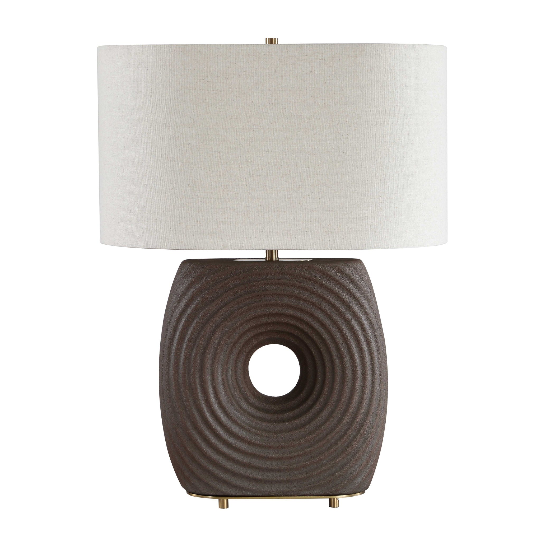 Geno - Concentric Ribbed Table Lamp - Brown