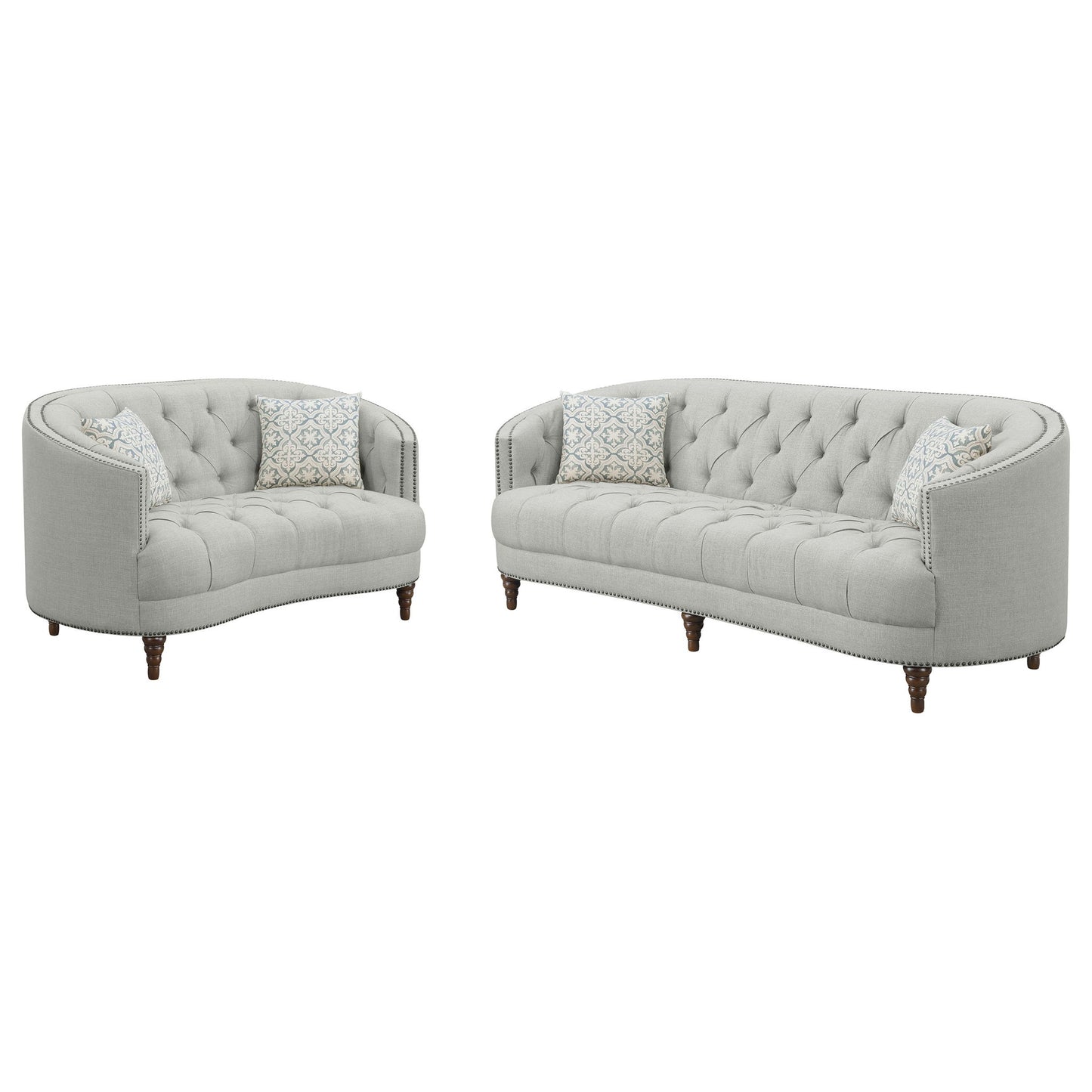 Veronica - Sofa And Loveseat 2 Piece Living Room Set - Gray
