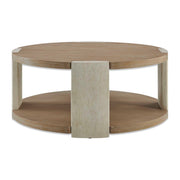Maulet - Round Coffee Table - Off-White / Oak