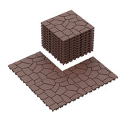 Stone Texture Diy Interlocking Patio Deck Tiles, 44 Pieces - Brown