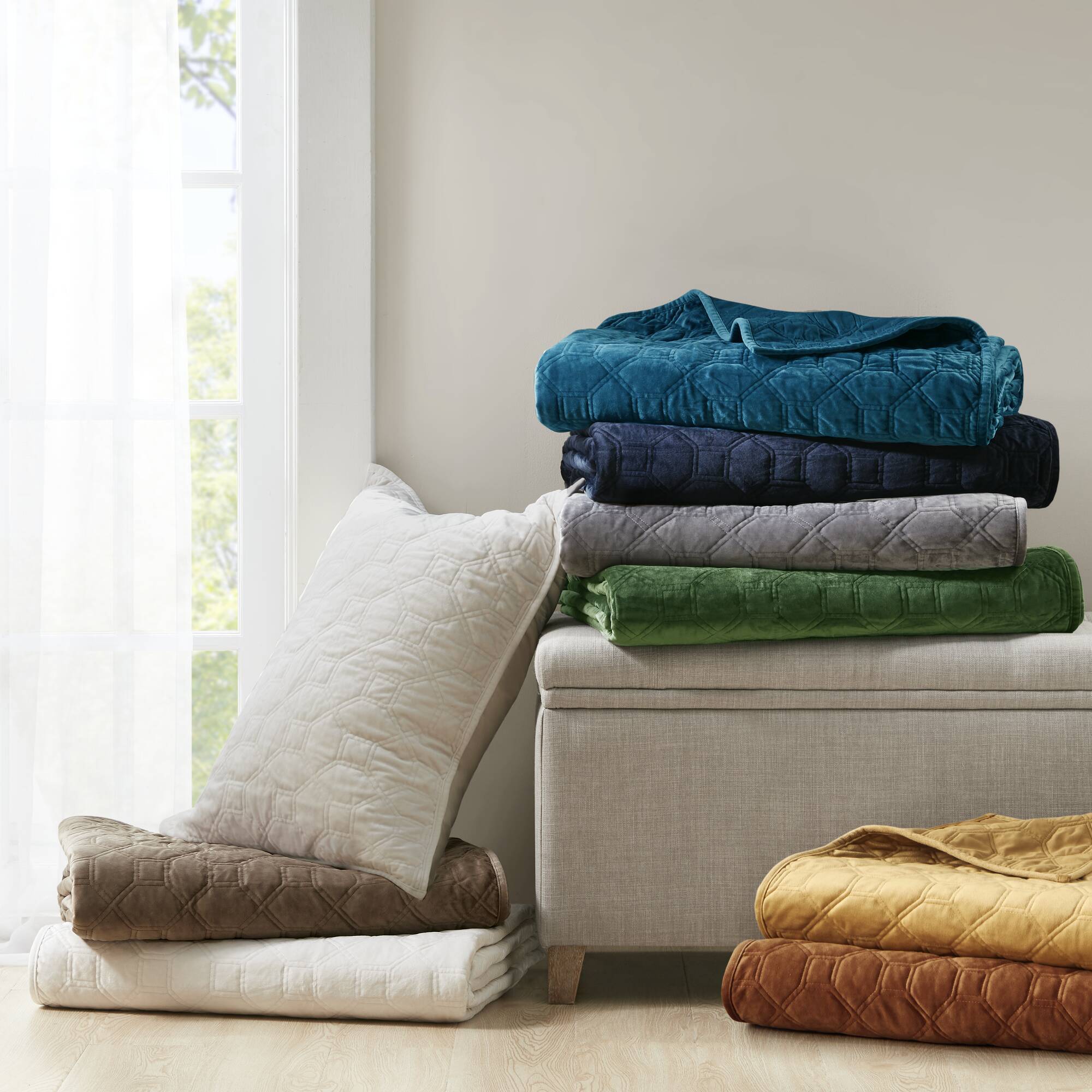 Harper - King Reversible 3 Piece Coverlet Set - Taupe