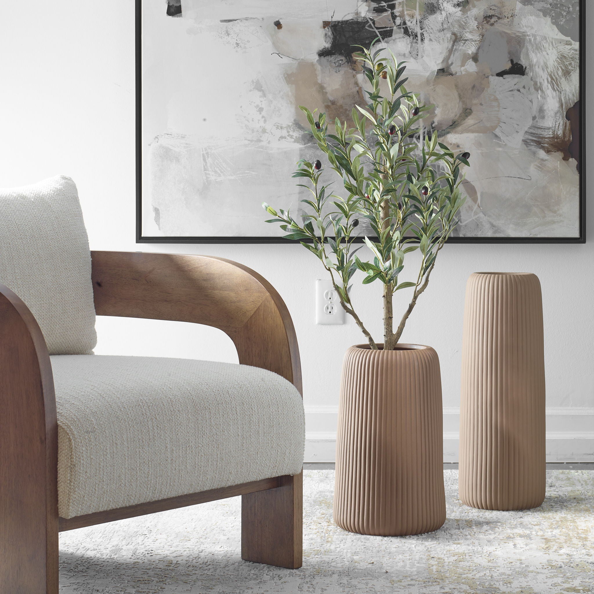 Ridge - Vases (Set of 2) - Light Brown