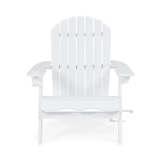 Zenithia - Outdoor Foldable Adirondack Chair With 2 Cup Holders - White