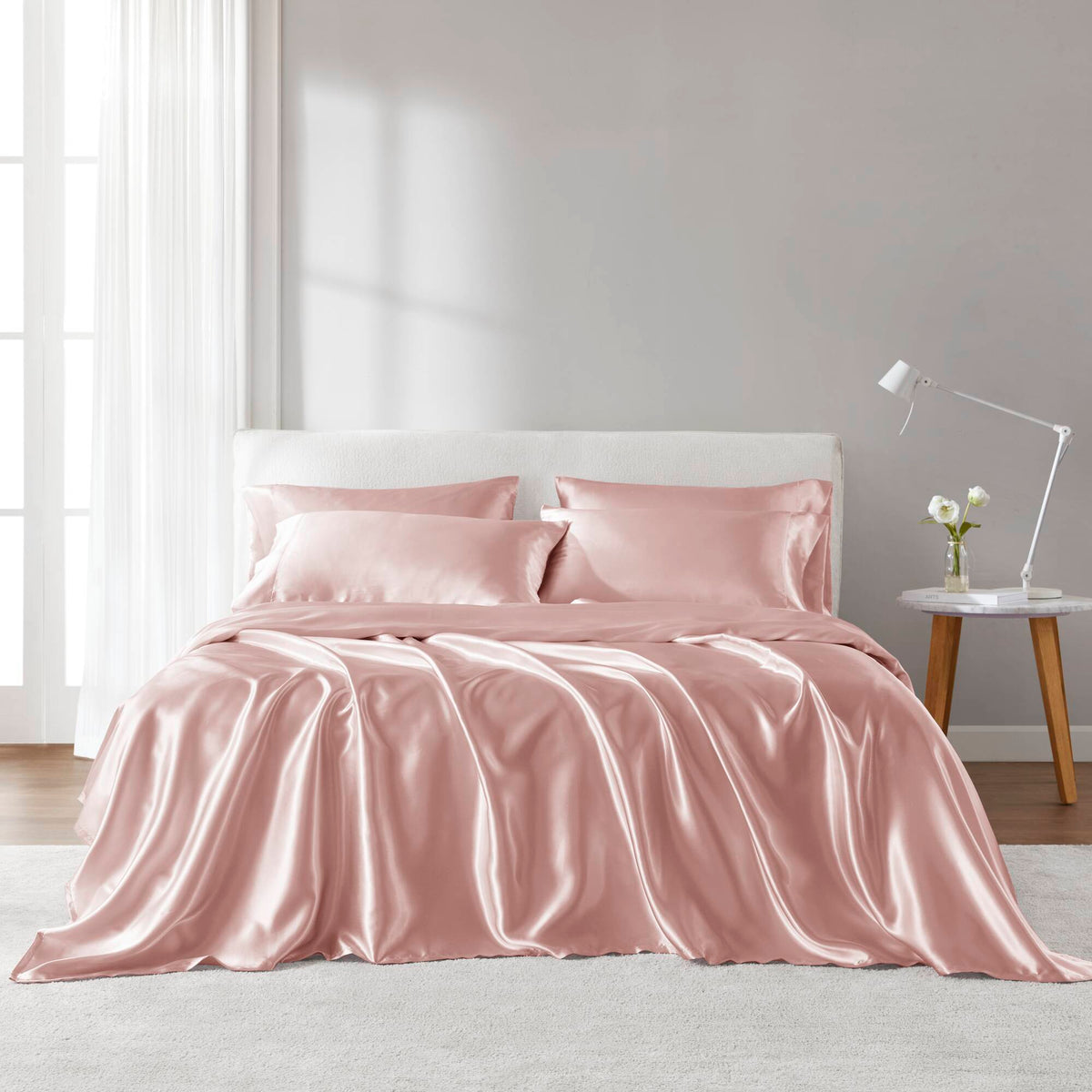 Satin - King Wrinkle Free Luxurious (Set of 6) - Blush