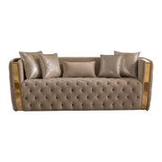 Naomi - Button Tufted Sofa - Taupe