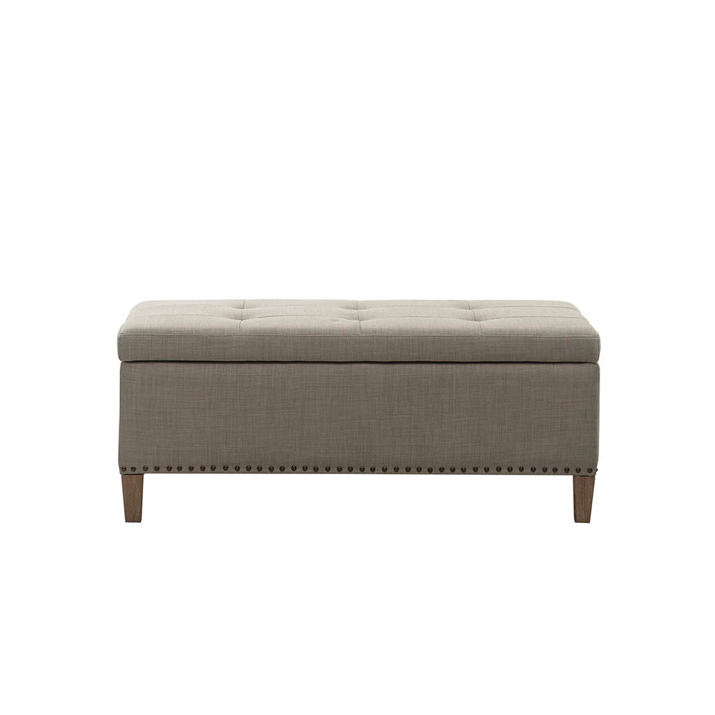 Shandra II - Tufted Top Storage Bench - Light Gray